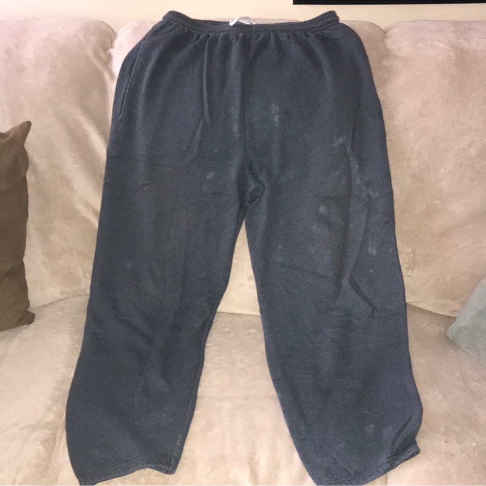 Hanes premium large grey sweatpants with pockets discolored